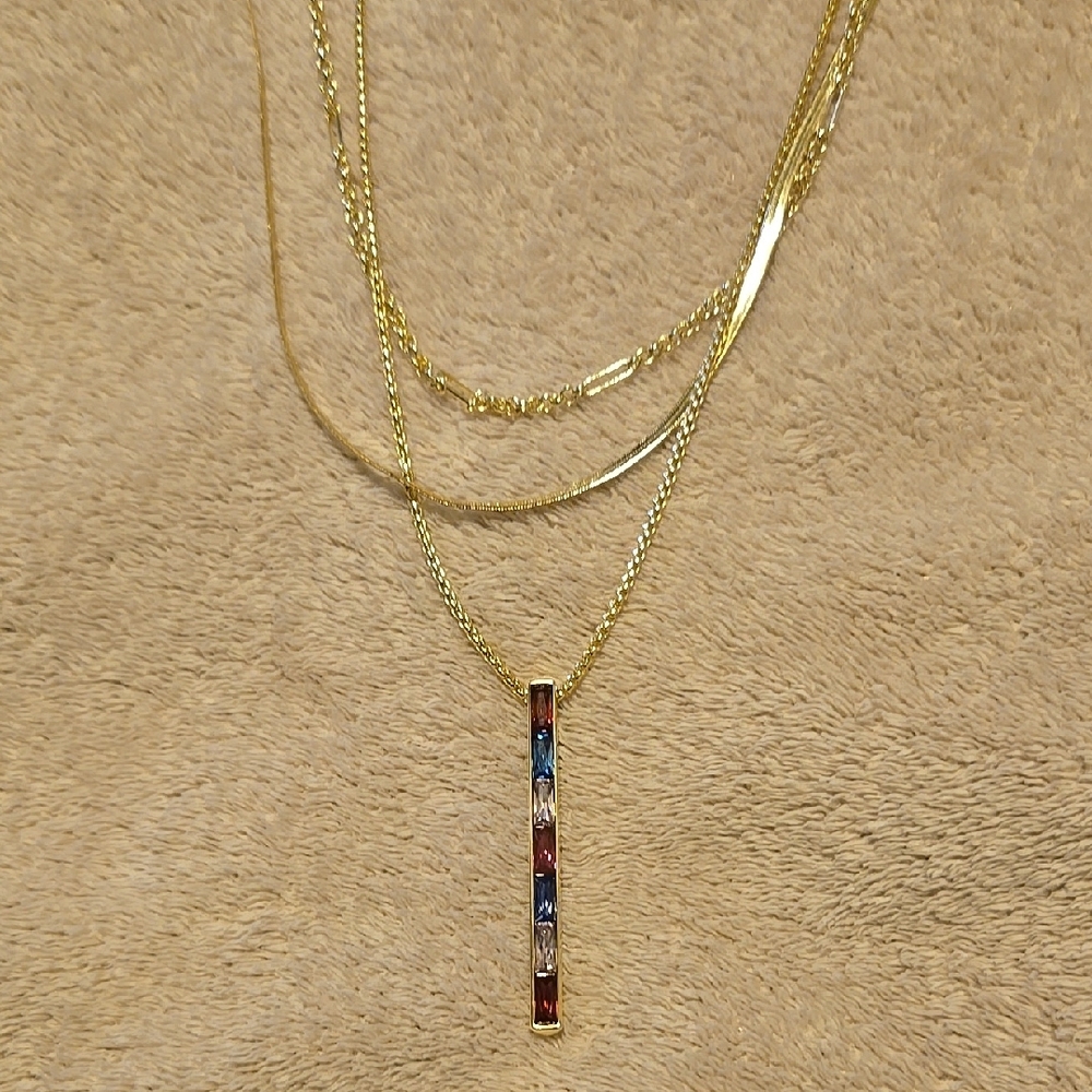 Elegant Gold Multi-Color Pendant Necklace